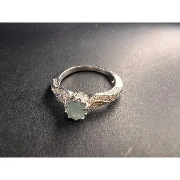 NEW grandidierite and zircon crown ring in rhodium over sterling silver size 8